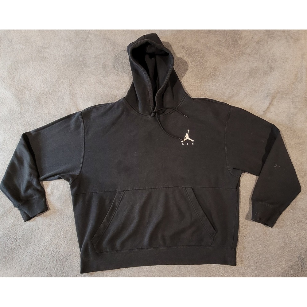 Jordan Air Mens XXL Black Pullover Hoodie Jumpman Logo Sweatshirt Standard Fit